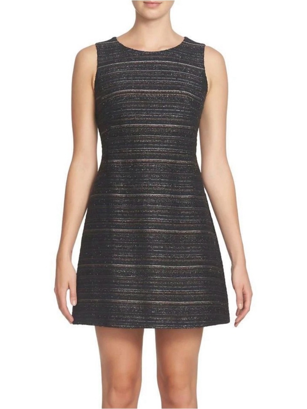 NWT Nordstrom Cece Dallas Black Metallic Fit & Flare Sleeveless Dress (Size 12)